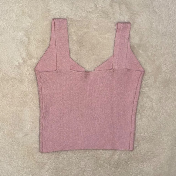 Princess Polly Pink V Neck Knit Crop Tank Top XS/S. - Picture 3 of 4